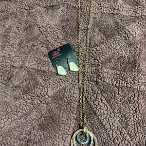 paparazzi Gold-Tone Necklace and Mint Teardrop Earring Set